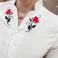 2021年夏季七分袖休闲修身型时尚简约百搭绣花衬衫，男装衬衫，星座419（原A233）