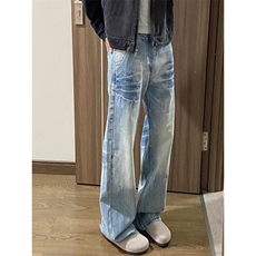 网络图，男春秋美式高级感痞帅直筒牛仔裤XZ302B-1-N30P48，男装牛仔裤，星座302B-1