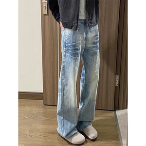 网络图，男春秋美式高级感痞帅直筒牛仔裤XZ302B-1-N30P48图片