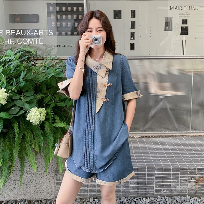 现货2025夏季牛仔拼接套装2C230-8866-P145-K218,女装套装/套裙,2C230