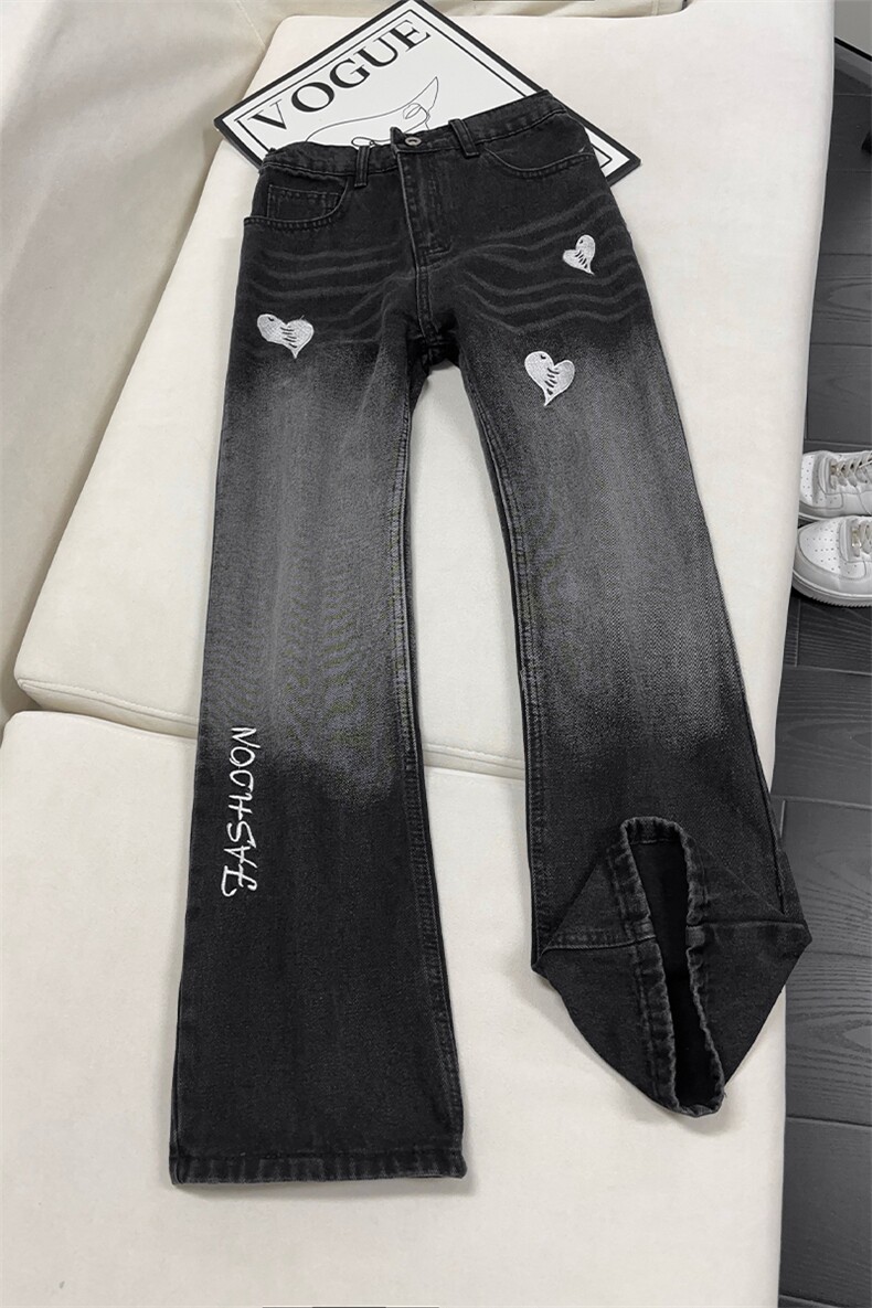B221美式ins高街暗黑刺绣修身微喇牛仔裤LK25606-特P45控78,男装牛仔裤,电商B221