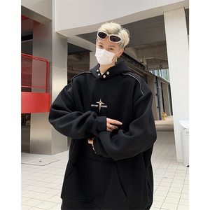 美式oversize连帽卫衣男女2024潮牌高街小众设计感上衣WB312-P43图片