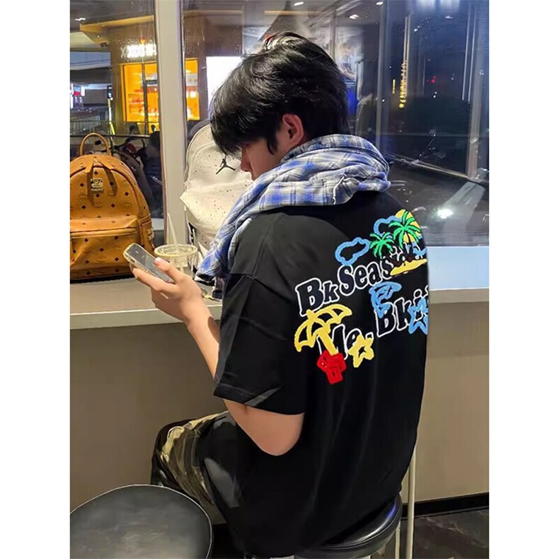 万针全刺绣工艺抖音得物高品质260克重磅纯棉双纱美式高街短袖T恤图片