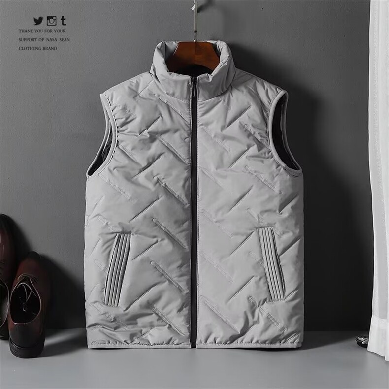 加绒男立领棉马甲棉袄面包服褶皱胶印背心大码M-5XLMJ077P40,男装背心/马甲,星座1013-1