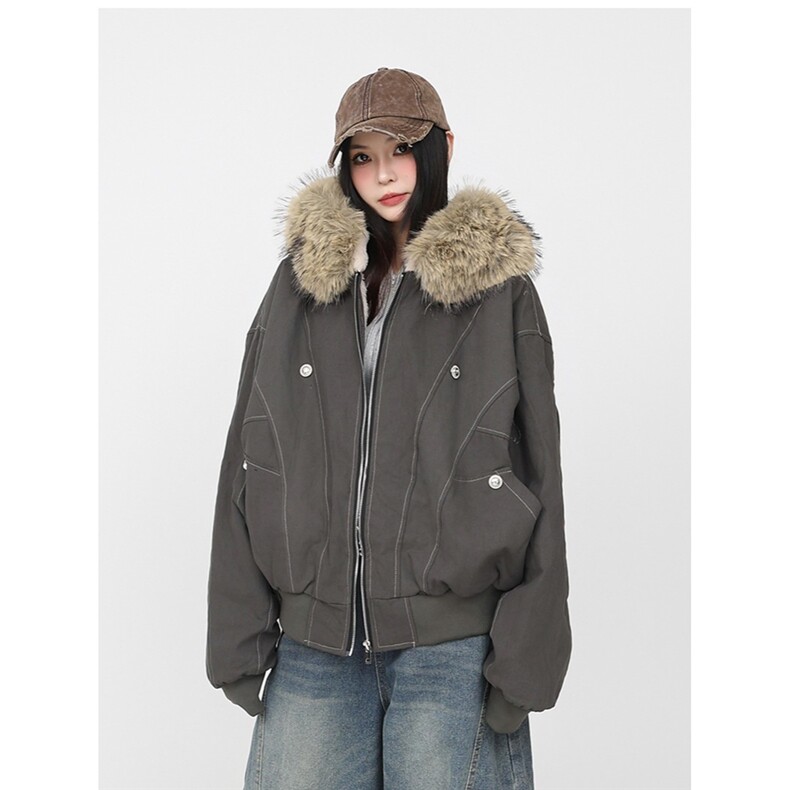 冬季座山雕美式棉服外套夹棉帆布水洗男女厚毛领棉衣TT8346P96,男装棉衣,星座1013-5