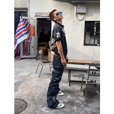 港风秋冬款男女牛仔裤刺绣阔腿直筒宽松长裤NK5135P58，男装牛仔裤，星座1013-1