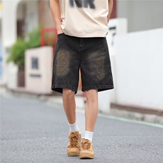 牛仔短裤男女韩版潮流提花2025夏季ins新款五分裤RK2828-P46，男装牛仔裤，星座412-3