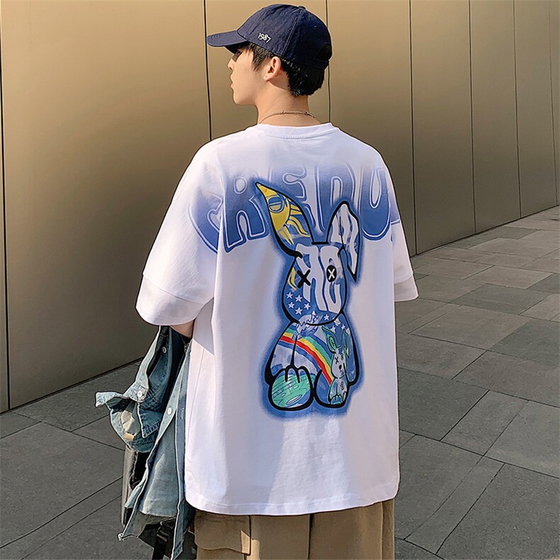 得物抖音40支双纱高品质休闲半袖纯印花短袖T恤男女T7182-P45,男装T恤,电商A441-1