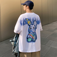 得物抖音40支双纱高品质休闲半袖纯印花短袖T恤男女T7182-P45，男装T恤，电商A441-1