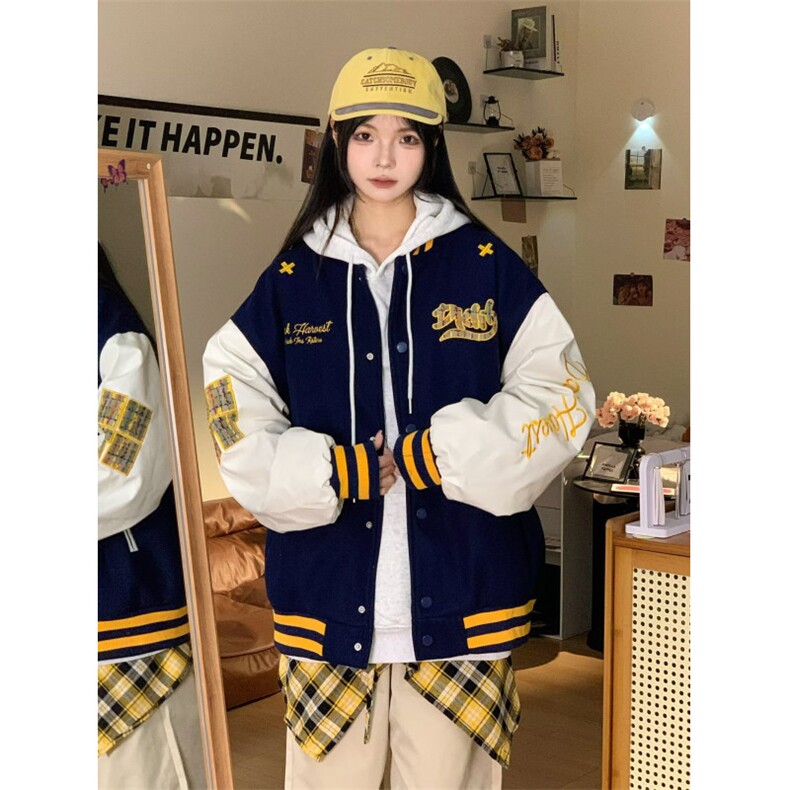 1506A/GJC0100/P63原创美式高街字母刺绣棒球服外套1,女装短外套,星座1506A