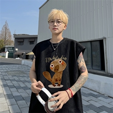 麂皮绒背心坎肩男T恤美式港风潮JB441-特P19控38，男装背心/马甲，电商B370