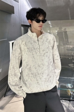 新款扎染立领立体层次感休闲秋冬款卫衣打底潮流特P45加绒特P55，男装T恤，电商B319