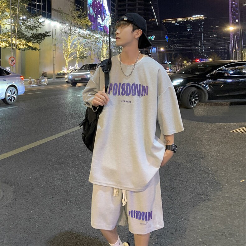 C522P39夏装青年男生运动休闲套装文艺青年短袖短裤,男装休闲套装,星座512-6