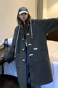 1港风情侣牛角扣加棉呢大衣男可拆卸帽外套男FY8716P138控188图片