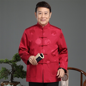 春季新款中青年唐装男长袖老年夹克外套爸爸装外套YDJ337-P110图片