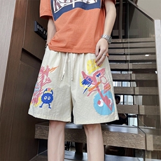 冰丝短裤男士夏季薄款速干沙滩五分裤多巴胺穿搭宽松休闲运动裤子，男装牛仔裤，星座505-2（原电商A260-1)