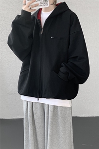 8XL-M 美式复古撞色连帽水洗夹克男高级感做旧情侣外套JK1327P88图片