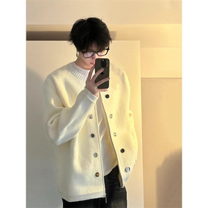 【有货】cleanfit白色毛衣男秋美式复古开衫针织衫MY282LL-特P55图片