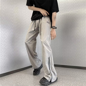 美式高街工装运动裤男夏季坠感阔腿潮牌设计感拉链休闲裤8099-p35