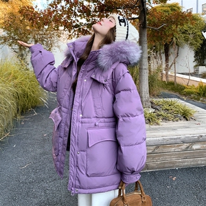 新款 已出货 大毛领紫色羽绒服2C007-530-P265-K398（50绒）图片