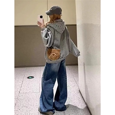 美式复古连帽卫衣女春秋新款宽松oversize学院风休闲百搭上衣外套，女装短外套，星座1210-1