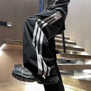 运动裤男女潮牌休闲速干裤宽松条纹裤子港风百搭青少年长裤-AK777图片
