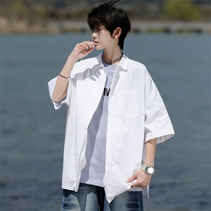 8XL-M亚麻短袖衬衫男夏薄款宽松休闲百搭大码半袖衬衣DC28002P50图片