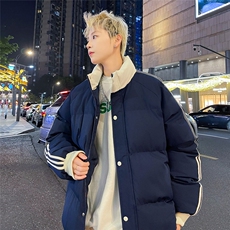 夜景情侣时尚宽松袖边三条杠立领棉衣MY2288特批75控128，男装棉衣，电商A247