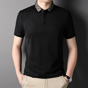 polo衫男2023新款夏季纯色翻领短袖套头衫T恤中青年男士打底上衣图片