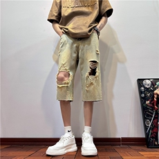 D2051-p45-控68现货风宽松cleanfit牛仔裤七分裤黑暗，男装牛仔裤，星座116