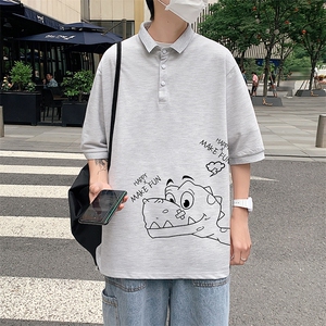 PL57136-P35 翻领短袖polo衫男大码胖子半袖t恤男有领保罗衫 模特图片