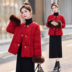 2025年冬季保暖羽绒中式真狐狸毛短款羽绒服，女装羽绒服，依如秀(原杭风阁)