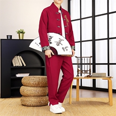风外套新中式刺绣唐装春秋季汉服夹克男士两件套tz005-p125，男装休闲套装，星座1602（原101B）