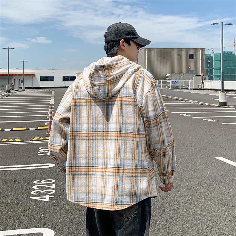 春秋新款男衬衫夹克长袖格子青年格子休闲外套JK0556-P52,男装夹克,星座308B-2