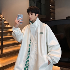 1港风两面穿大码M-5XL格子PU皮鳄鱼纹皮衣夹克男JK8753P110控149，男装皮衣，星座226-2