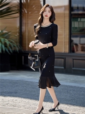 2026春季新款时尚气质优雅鱼尾裙女，女装连衣裙，美沁