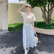 夏季半身裙蕾丝衫时尚两件套女，女装套装/套裙，秋水欣儿