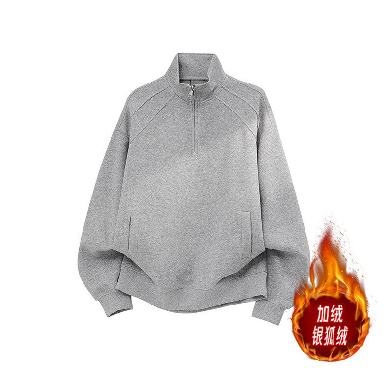 加绒银狐绒冬重磅450克设计感拉链立领外套AH907JR-P48图片