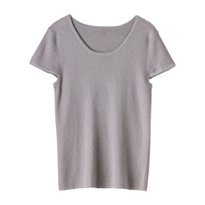 68支精纺纯山羊绒圆领短袖针织衫女春夏季薄款飞飞袖套头T恤，女装针织衫/毛衣，江帆羊绒