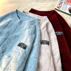 8XL-M圆领毛衣男秋冬慵懒风宽松情侣装麻花针织羊毛衫MY19004P68，男装针织衫/毛衣，电商B312