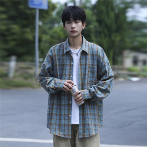 抖音日销2千件 格子衬衫男长袖宽松休闲衬衣CS7219P55控88图片