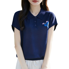 2025夏季翻领短袖T恤女宽松百搭时尚洋气上衣薄款透气小飞袖T恤衫，女装T恤，暖烁羊绒