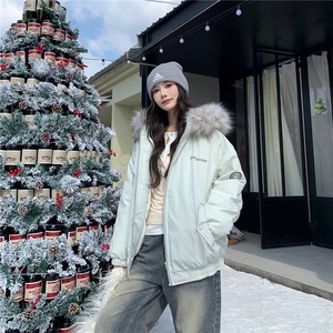 现货 美式宽松短款夹棉连帽毛领面包服MY560/P90图片