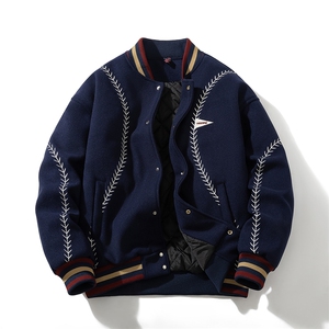 冬季新款美式复古棒球棉服运动休闲学院风毛呢 313B-GF059棉-P135,男装棉衣,星座313B
