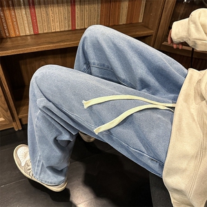 直筒牛仔裤男秋潮牌宽松休闲复古潮流百搭阔腿长裤N068-P38图片