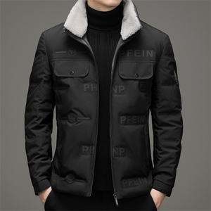 冬季新款男士中青年厚款连帽90%鸭绒纯色羽绒服男外套HB9611-P195图片