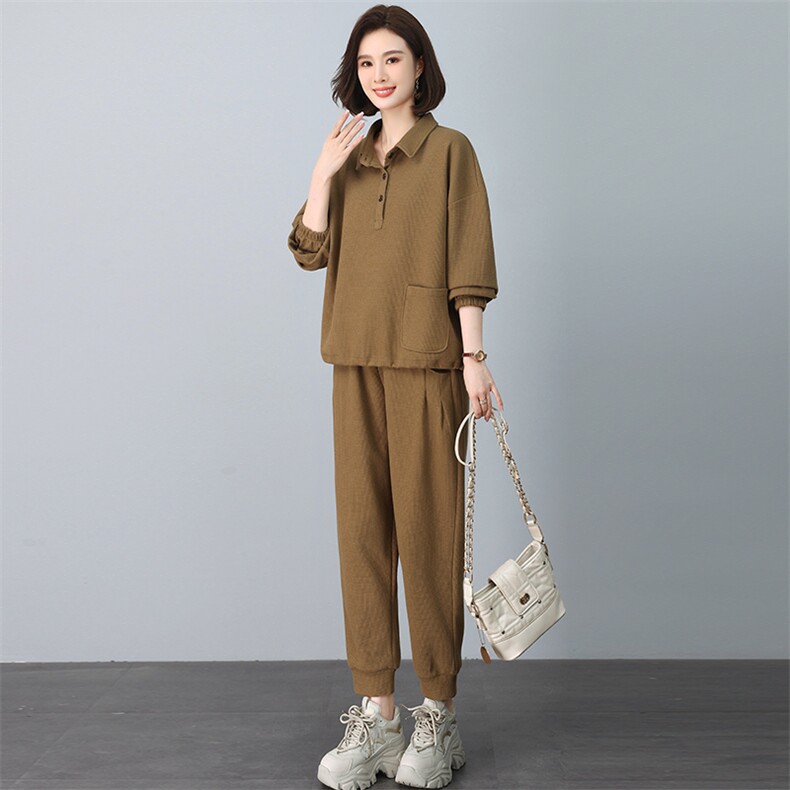 2024春秋季新款时尚休闲气质个性减龄休闲套装,女装套装/套裙,独衣靓