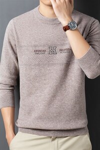 毛衣男春秋季中年商务休闲爸爸装印花套头针织打底衫羊毛上衣服图片