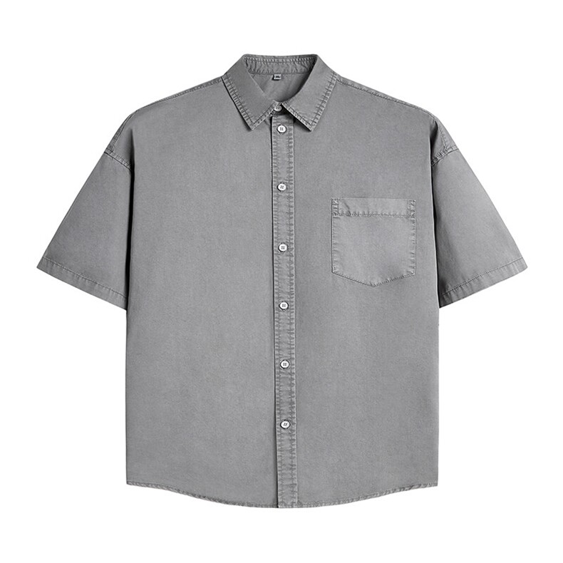 美式工装衬衫短袖夏季宽松纯棉脏染衬衣男A436-0628-P4569,男装衬衫,电商A436