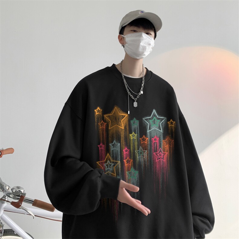 ！圆领卫衣男装港风长袖T恤男外套男WY129-P28,男装卫衣,电商B367